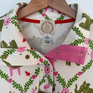 Beaufort Bonnet Company Womens Large Elephant Print Long Sleeve Pink Accents top